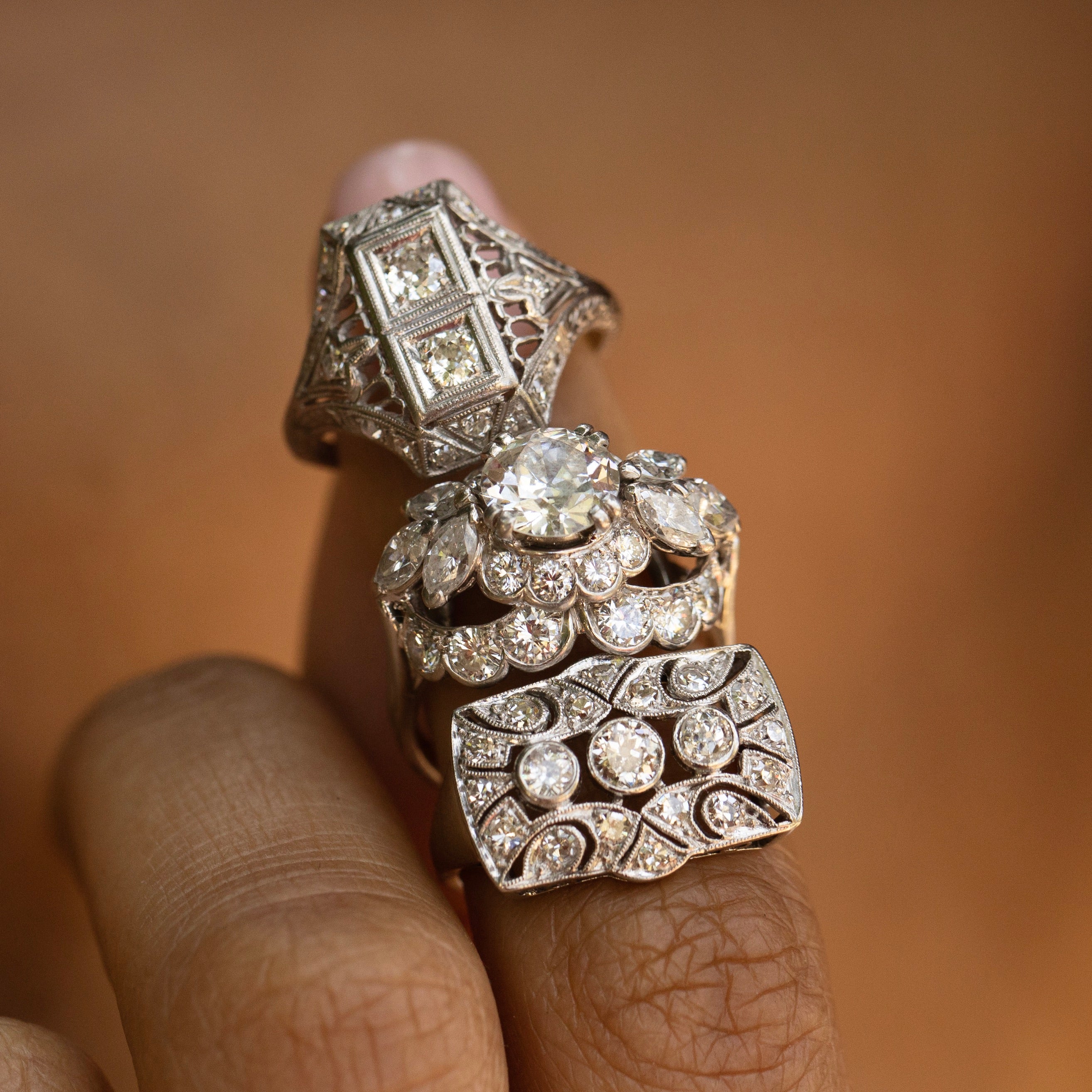 Harry Winston 1950s Diamond and Platinum Dome Ring