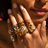 Large 18k Gold And Glass Stone Sputnik Ring