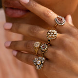 Victorian Rose Cut Diamond, 14k Gold, And Silver Floral Ring