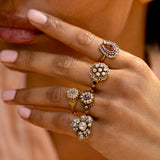 Victorian Silver-topped 14k Gold, Diamond, and Ruby Horseshoe Ring