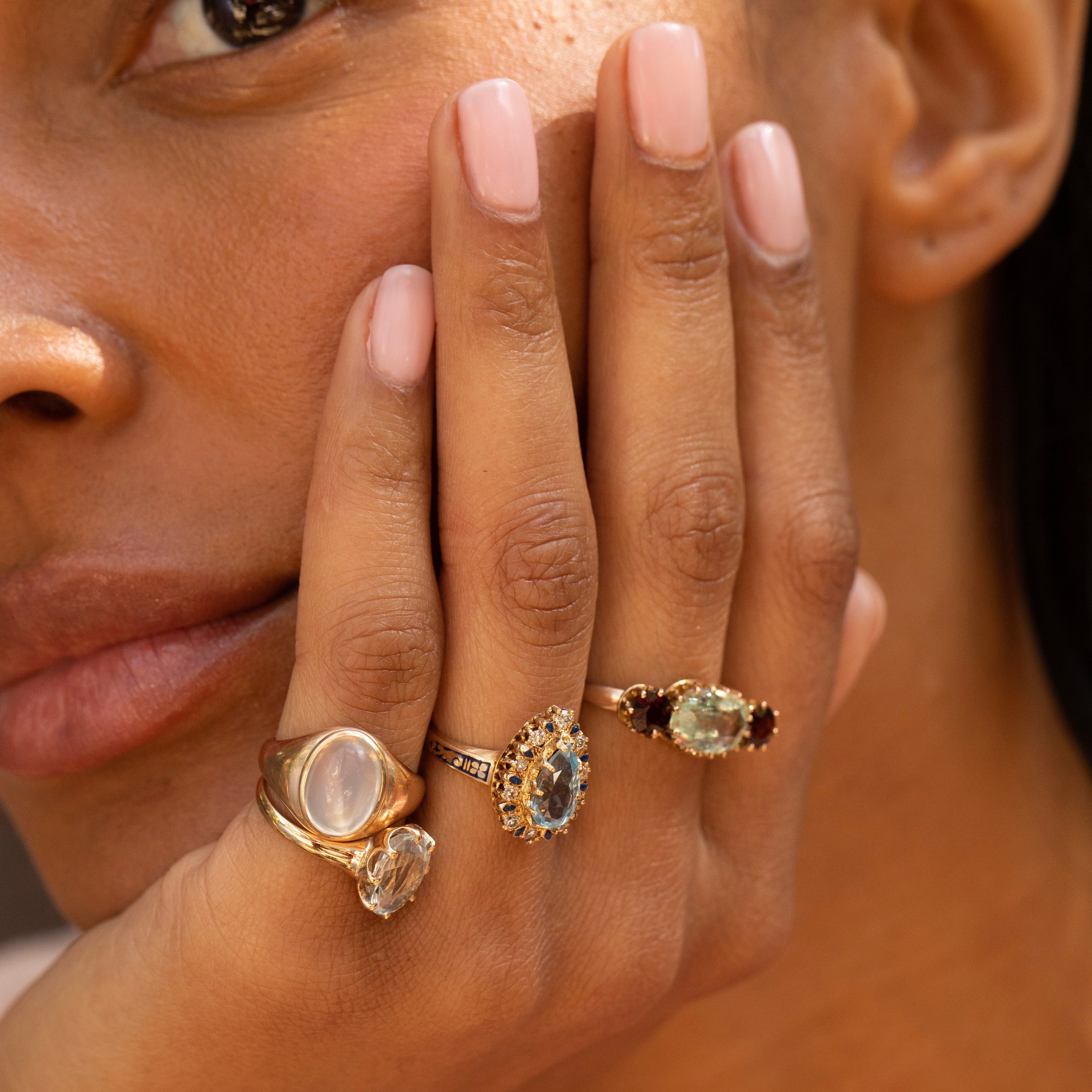 Moonstone and 10k Gold Signet Ring