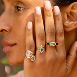 Aquamarine, Garnet, and Gold Ring