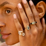 Aquamarine, Garnet, and Gold Ring
