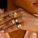 Art Nouveau Pearl, Diamond, and 14k Gold Ring
