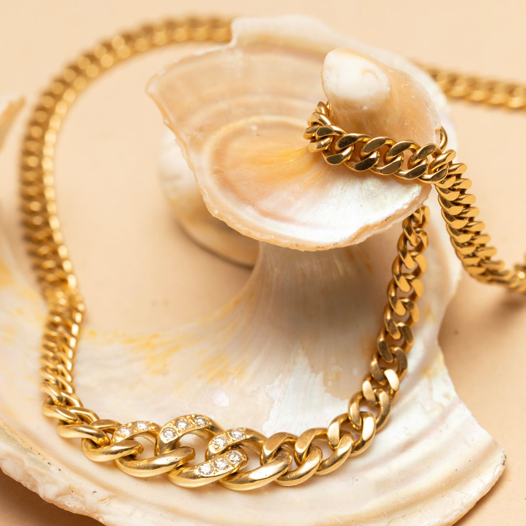 Cuban Link 18K Gold and Diamond Chain Necklace