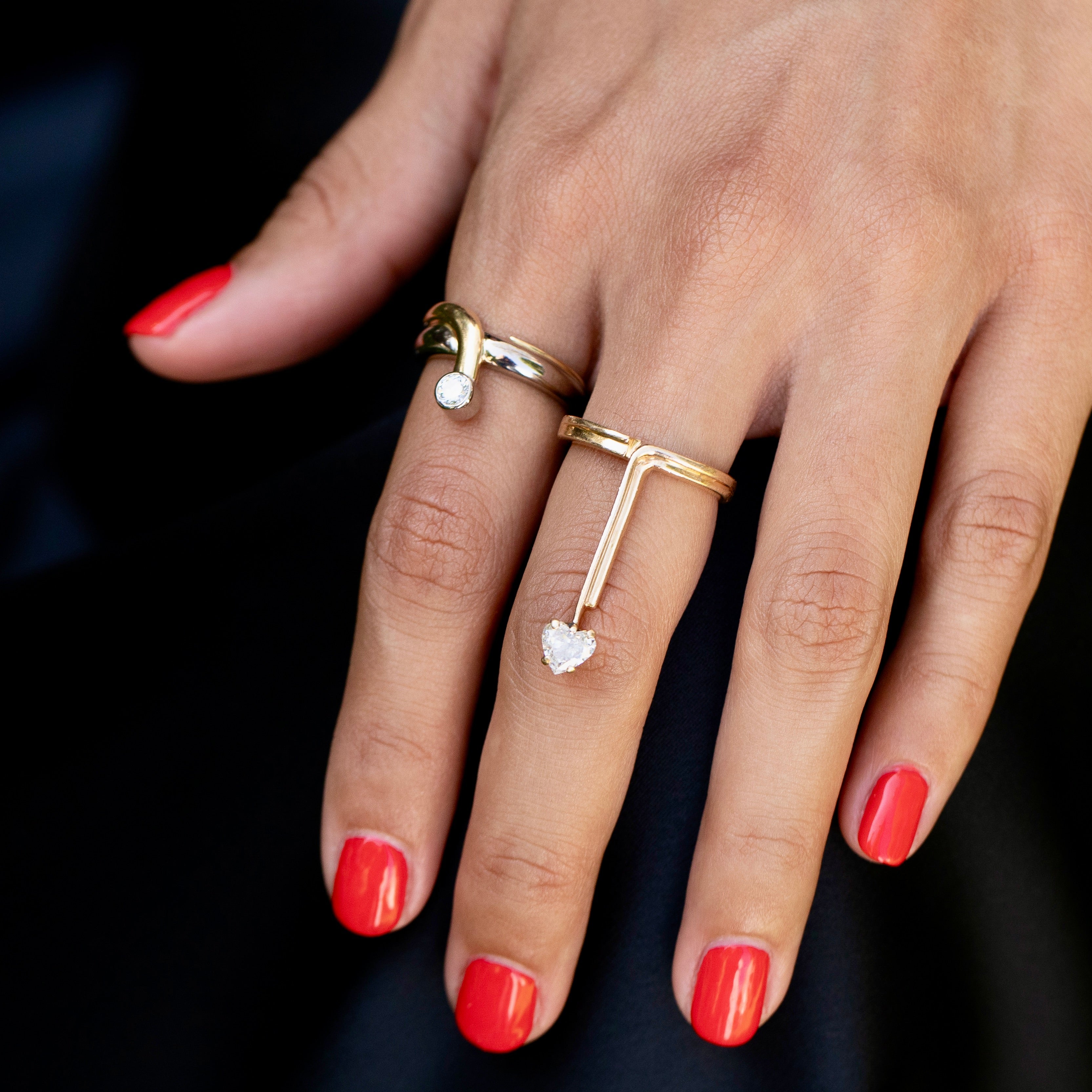 Georg Jensen Diamond 18k Yellow and White Gold Ring