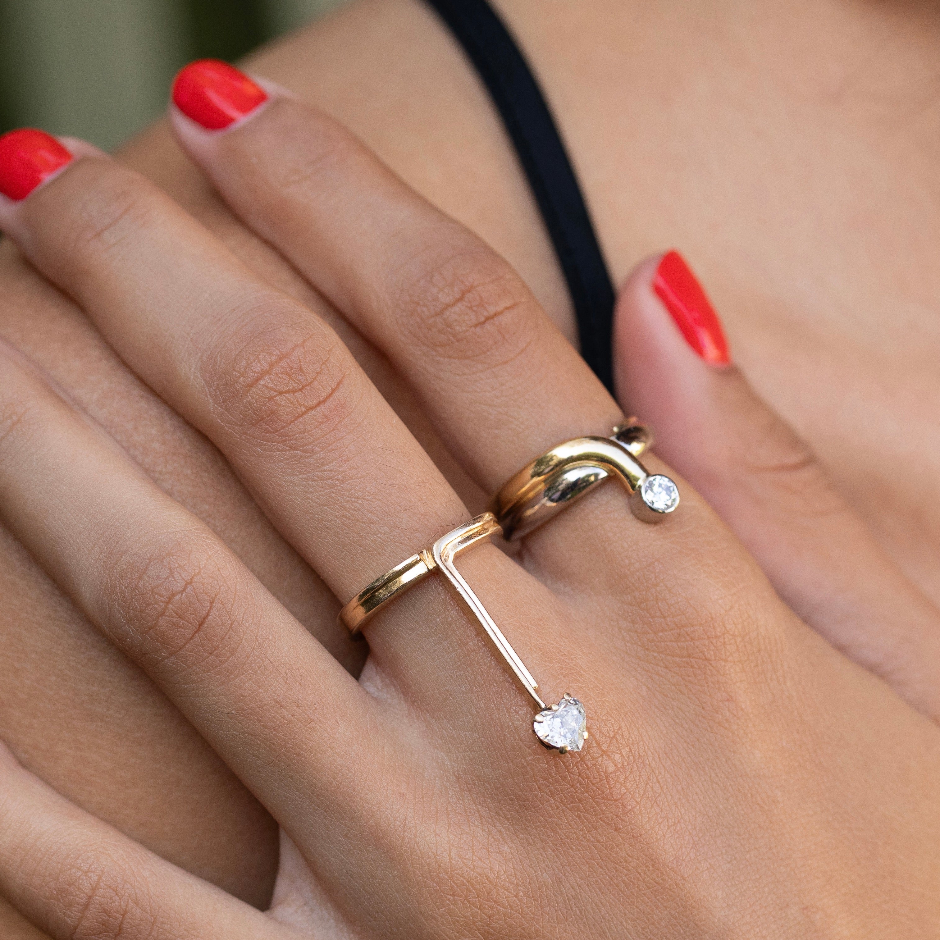 Georg Jensen Diamond 18k Yellow and White Gold Ring