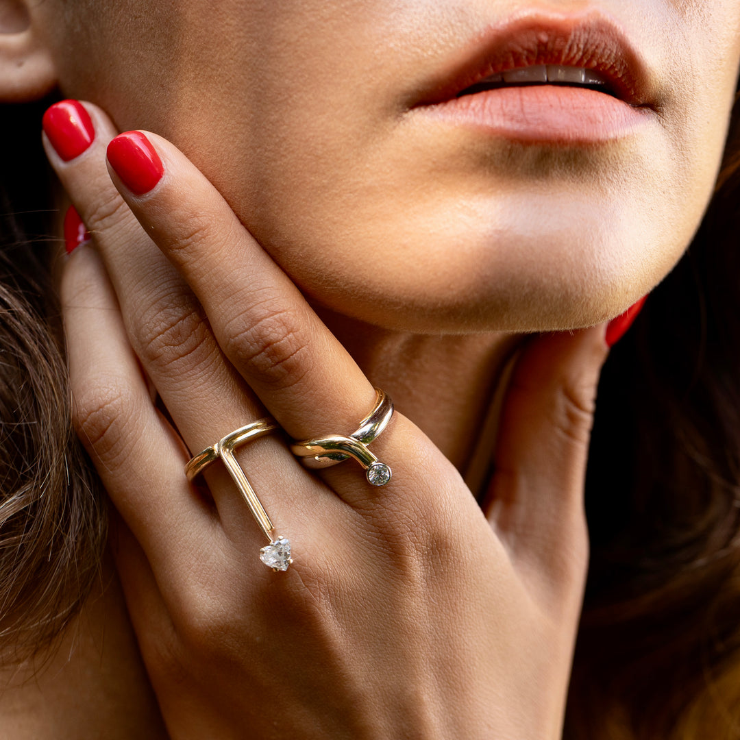 Georg Jensen Diamond 18k Yellow and White Gold Ring