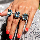 Large Aquamarine, Diamond, and 18K Gold Ring