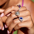Edwardian Sapphire, Diamond, and Platinum Cluster Ring