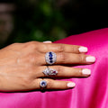 1920s Natural Sapphire, Diamond, and Platinum Cluster Ring