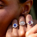 Edwardian Sapphire, Diamond, and Platinum Cluster Ring