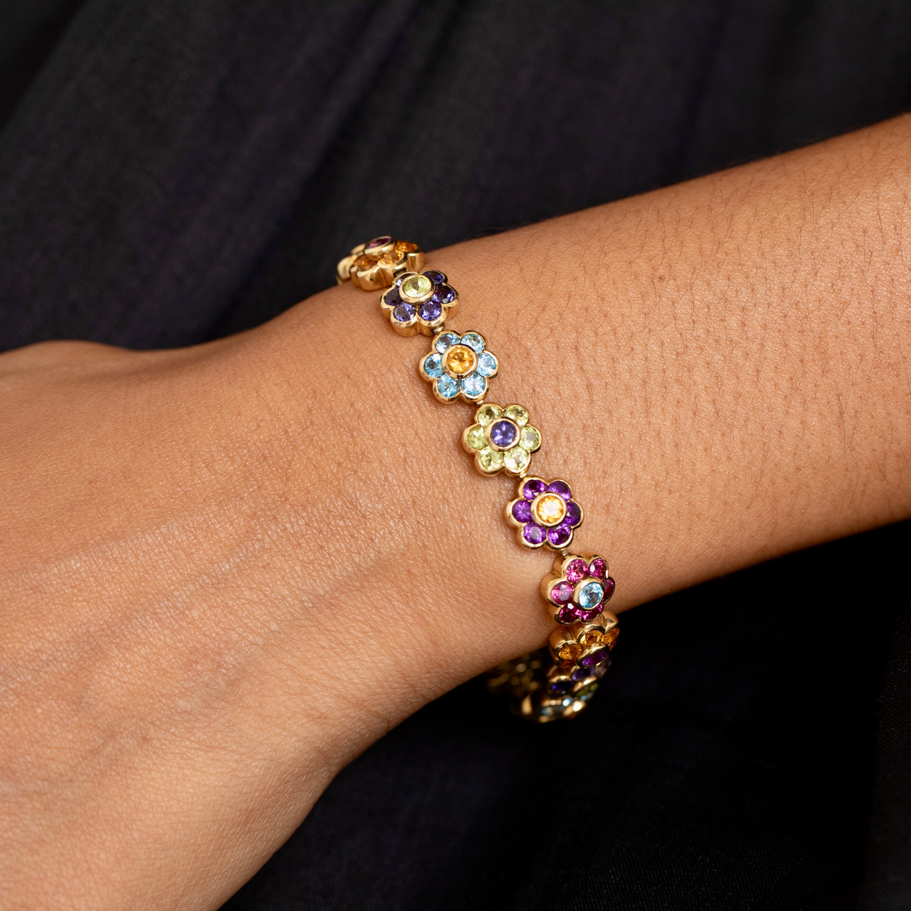 Pasquale Bruni Multi-Stone And 18K Gold Flower Link Bracelet