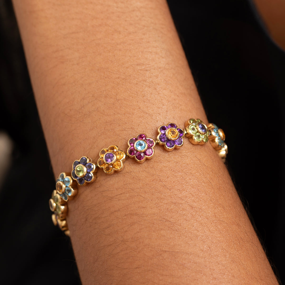 Pasquale Bruni Multi-Stone And 18K Gold Flower Link Bracelet