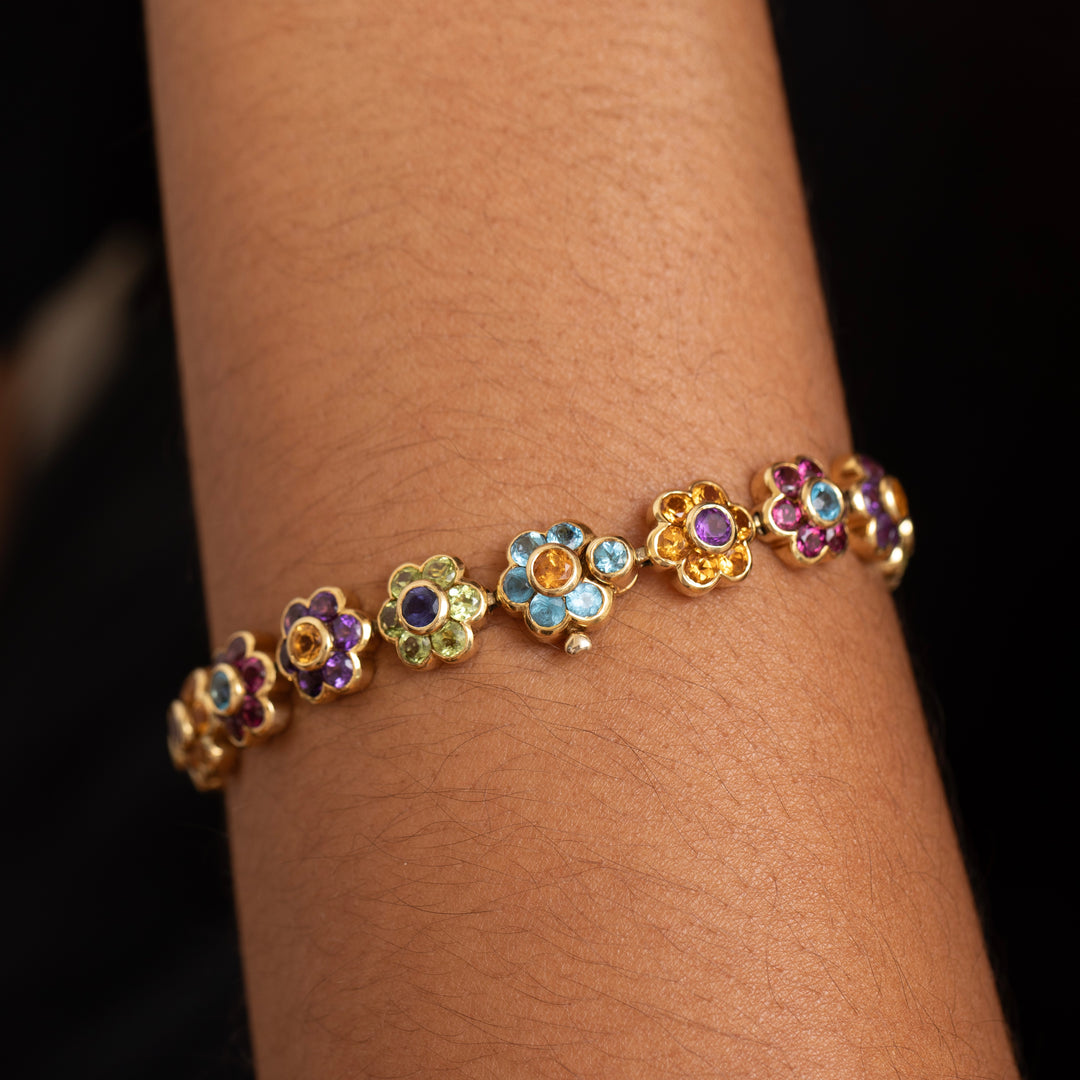 Pasquale Bruni Multi-Stone And 18K Gold Flower Link Bracelet