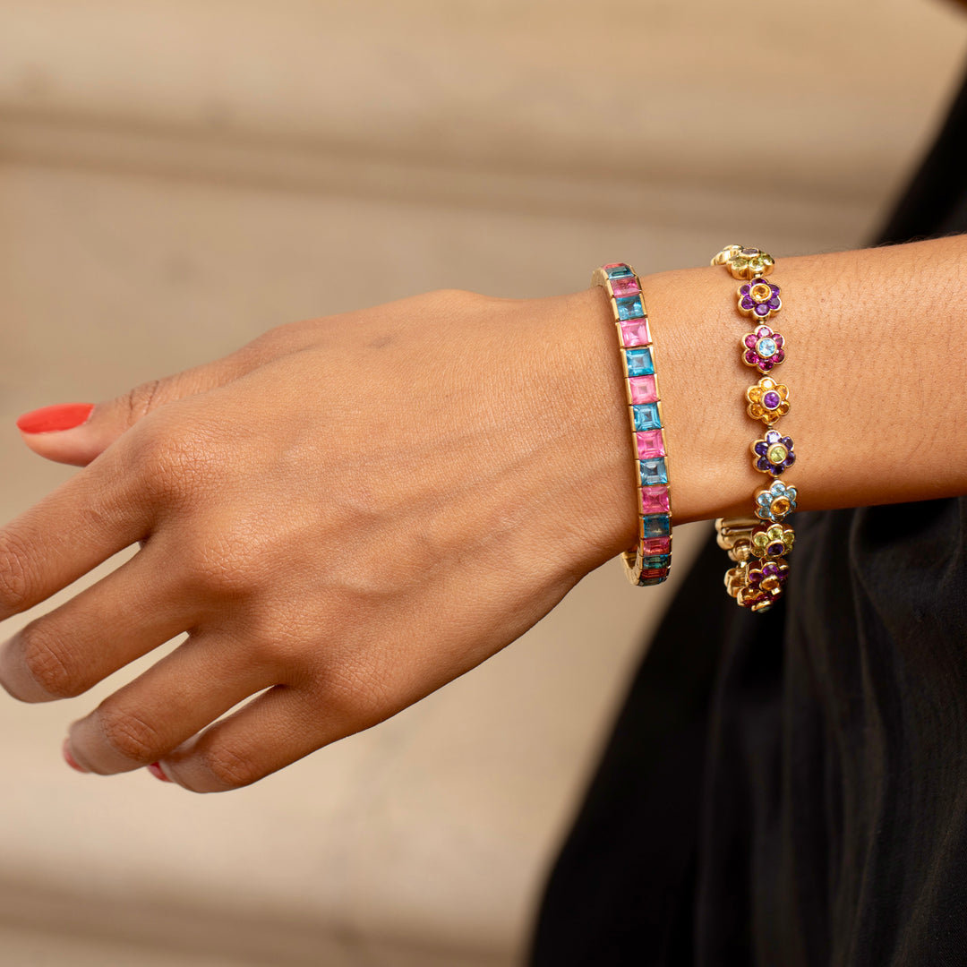 Pasquale Bruni Multi-Stone And 18K Gold Flower Link Bracelet