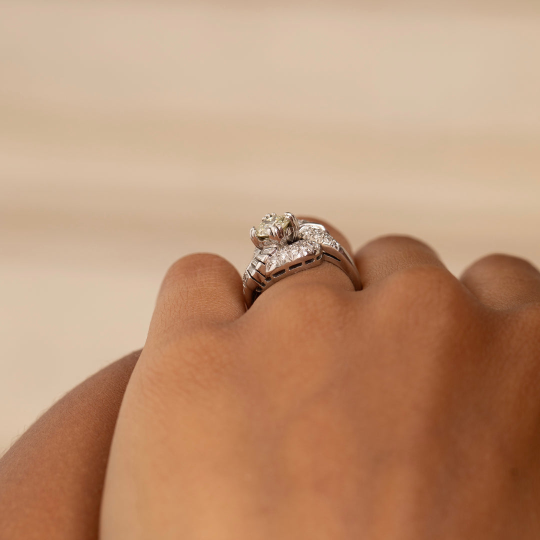 1950s Diamond and Platinum Swirl Cluster Ring