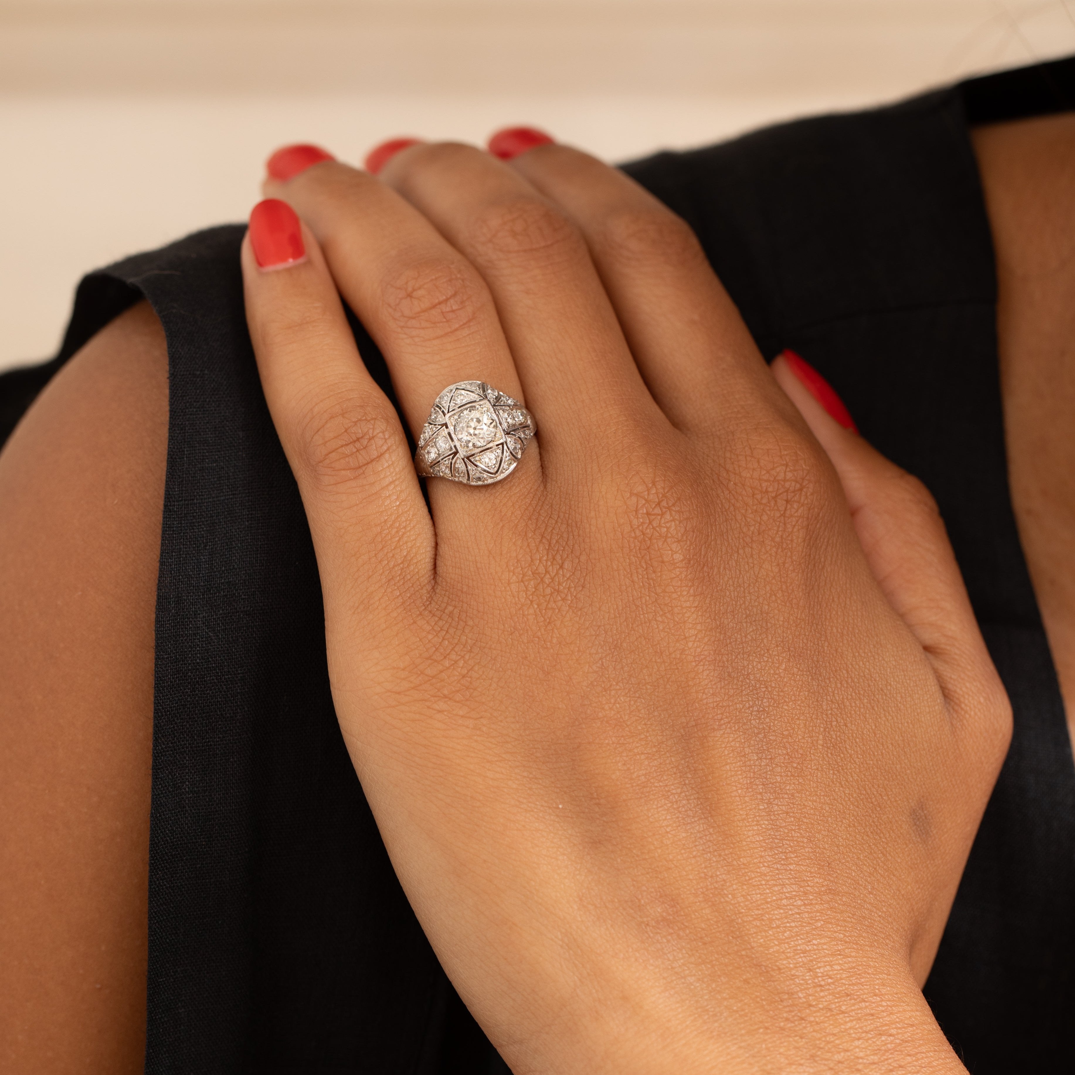 Edwardian Old Cut Diamond and Platinum Ring