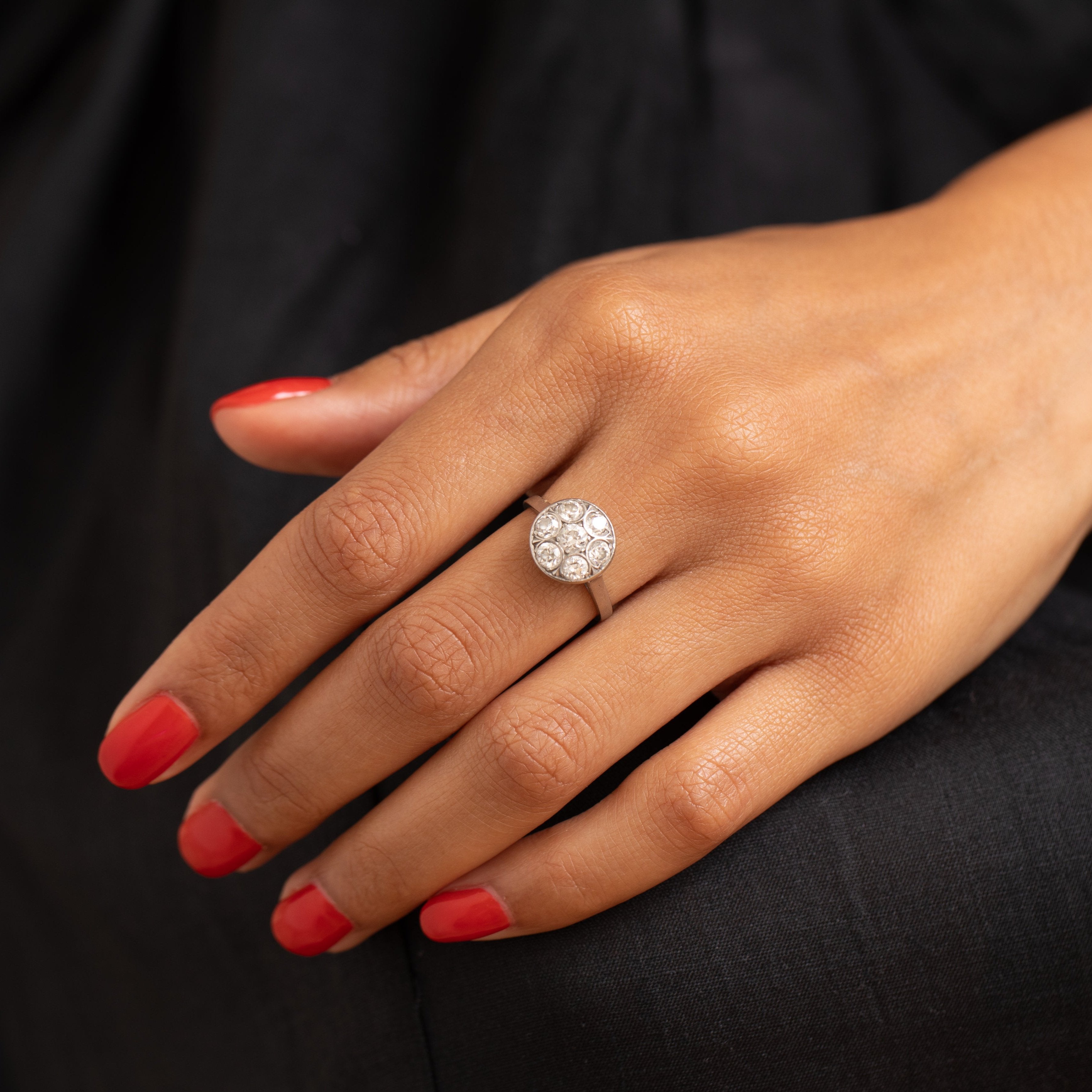 1940s Diamond and Palladium Cluster Ring