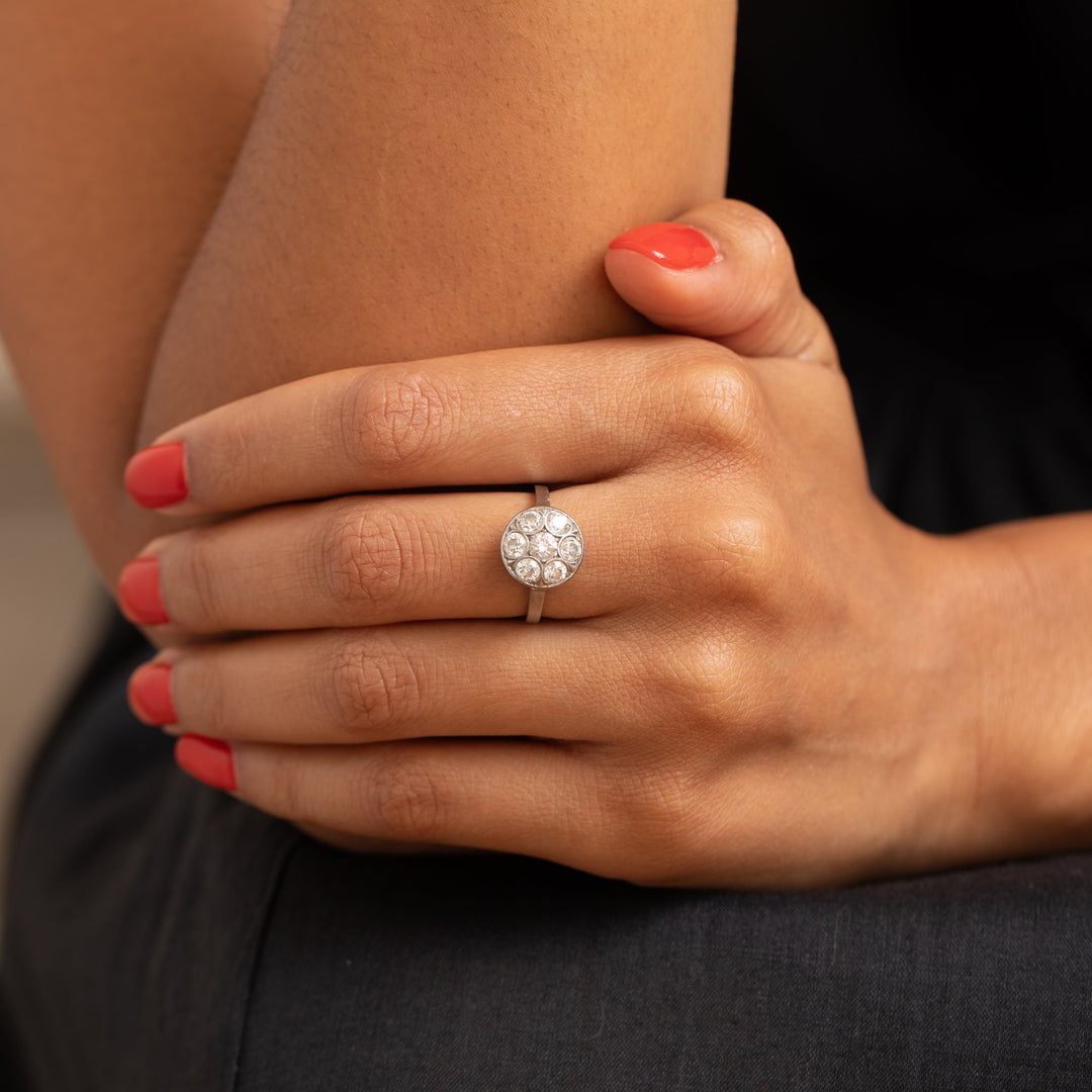 1940s Diamond and Palladium Cluster Ring