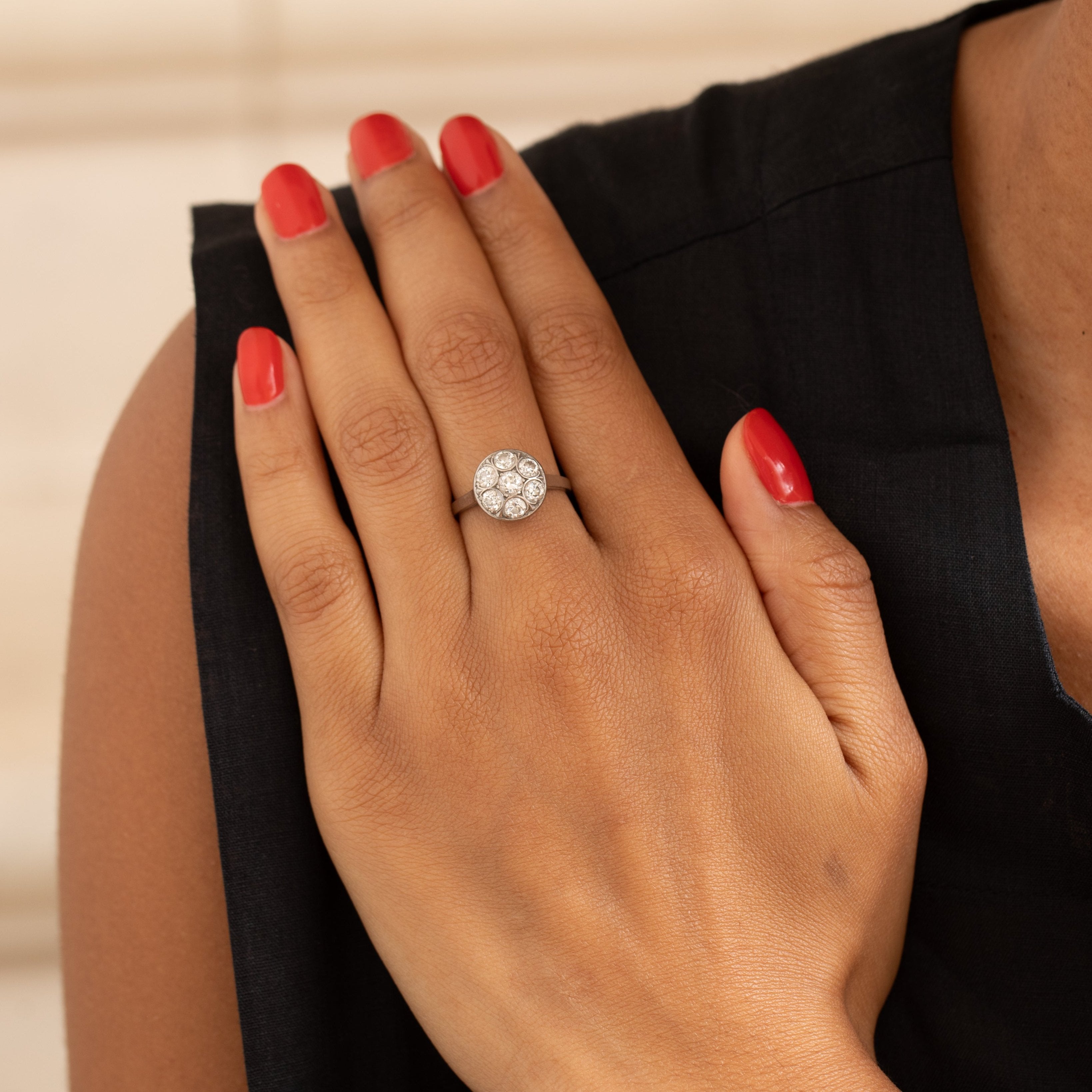 1940s Diamond and Palladium Cluster Ring