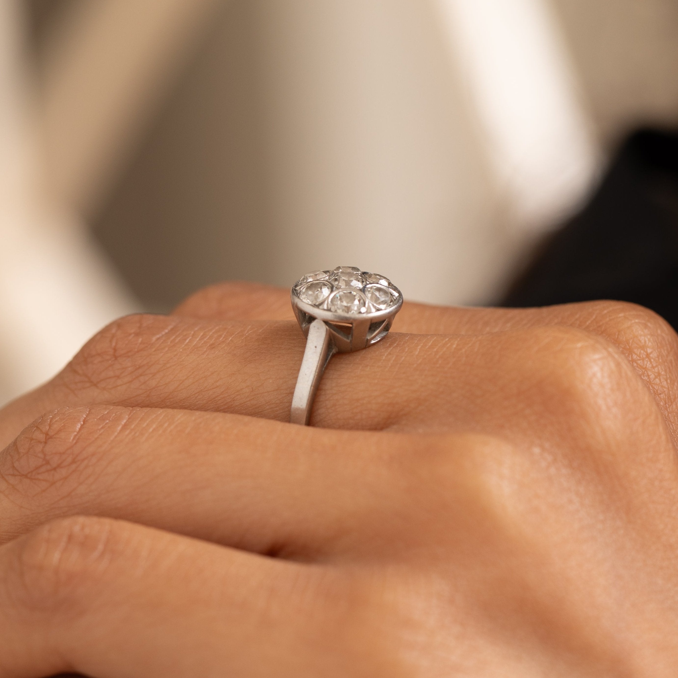 1940s Diamond and Palladium Cluster Ring