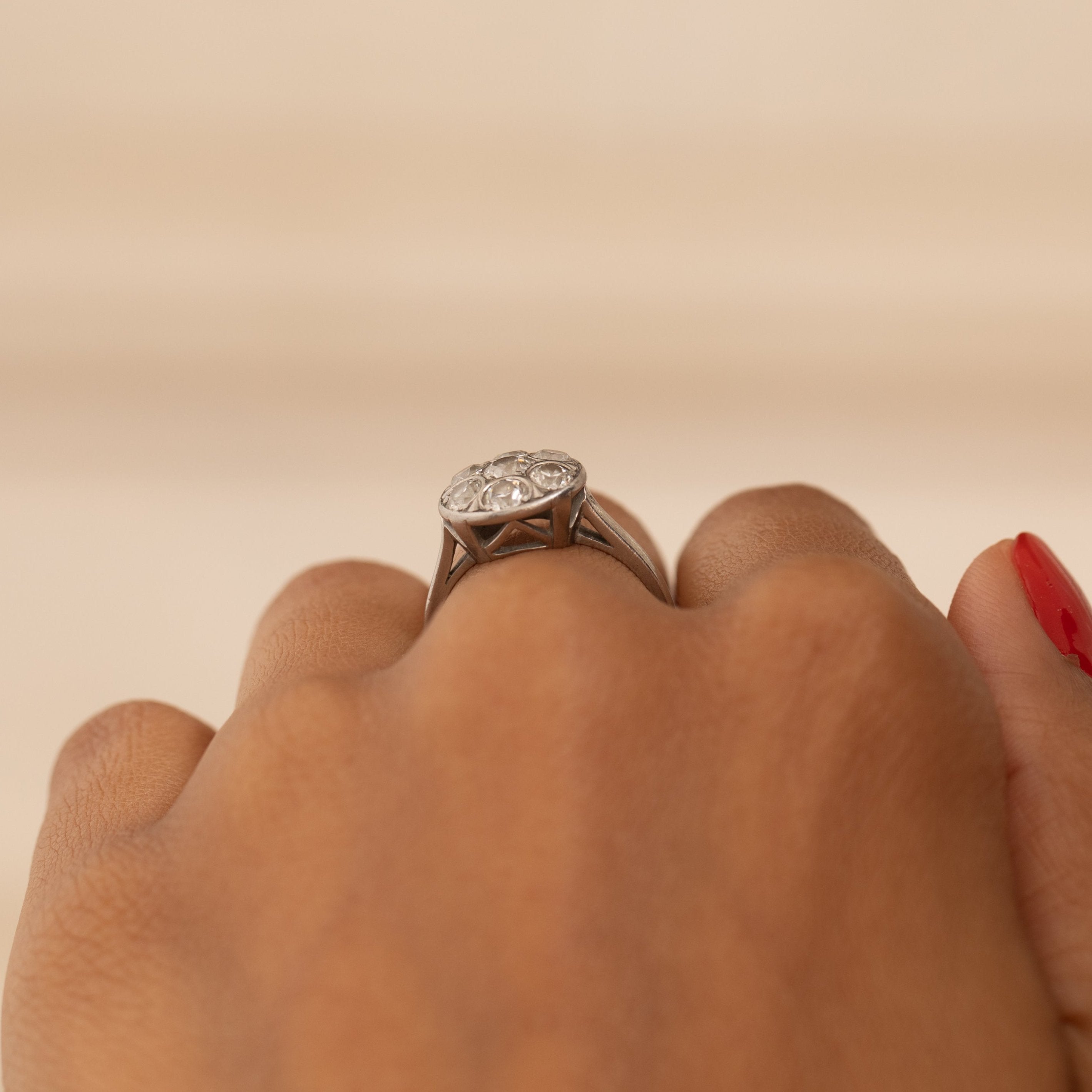 1940s Diamond and Palladium Cluster Ring