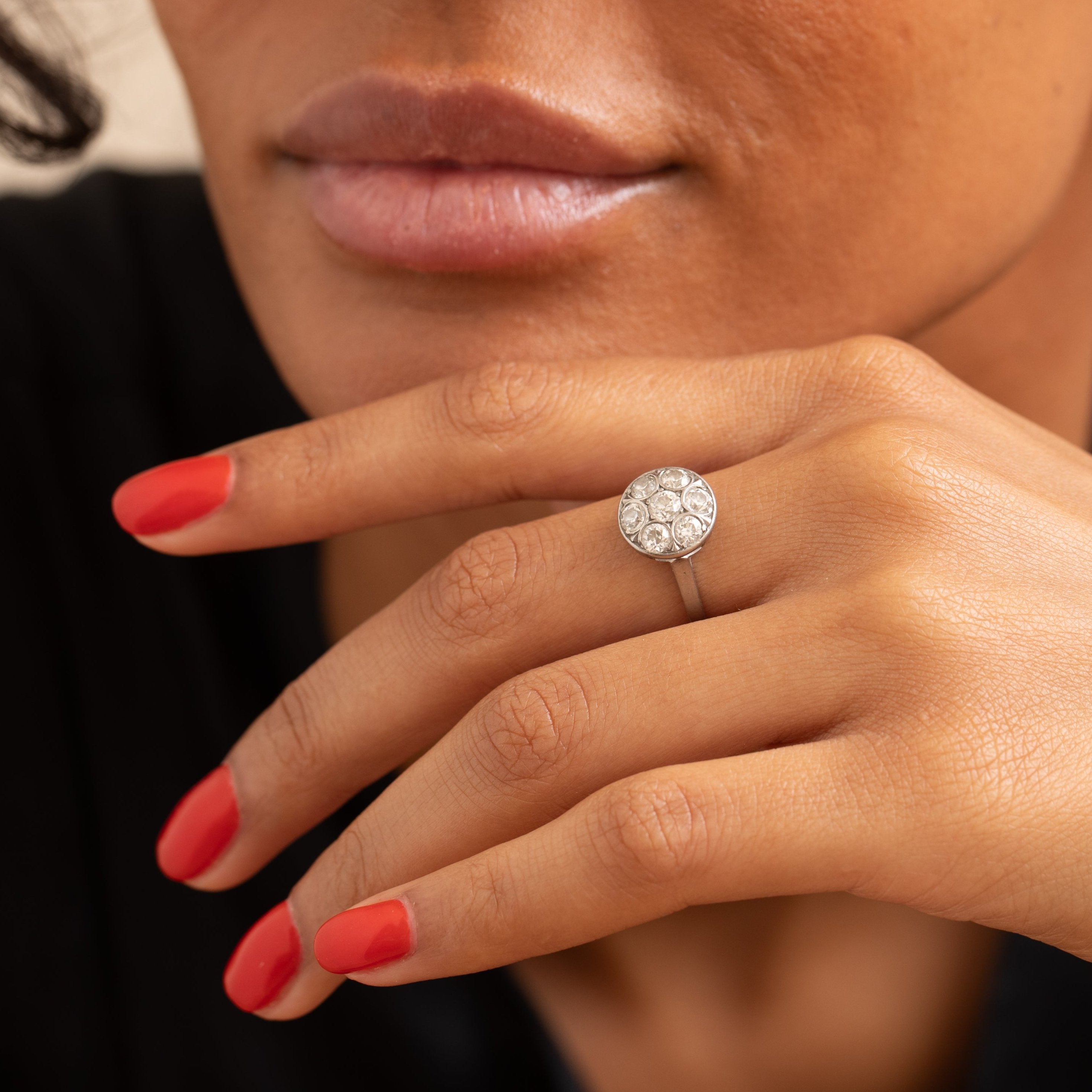 1940s Diamond and Palladium Cluster Ring