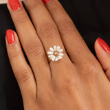 Pearl, Diamond, and 14K Gold Flower Ring