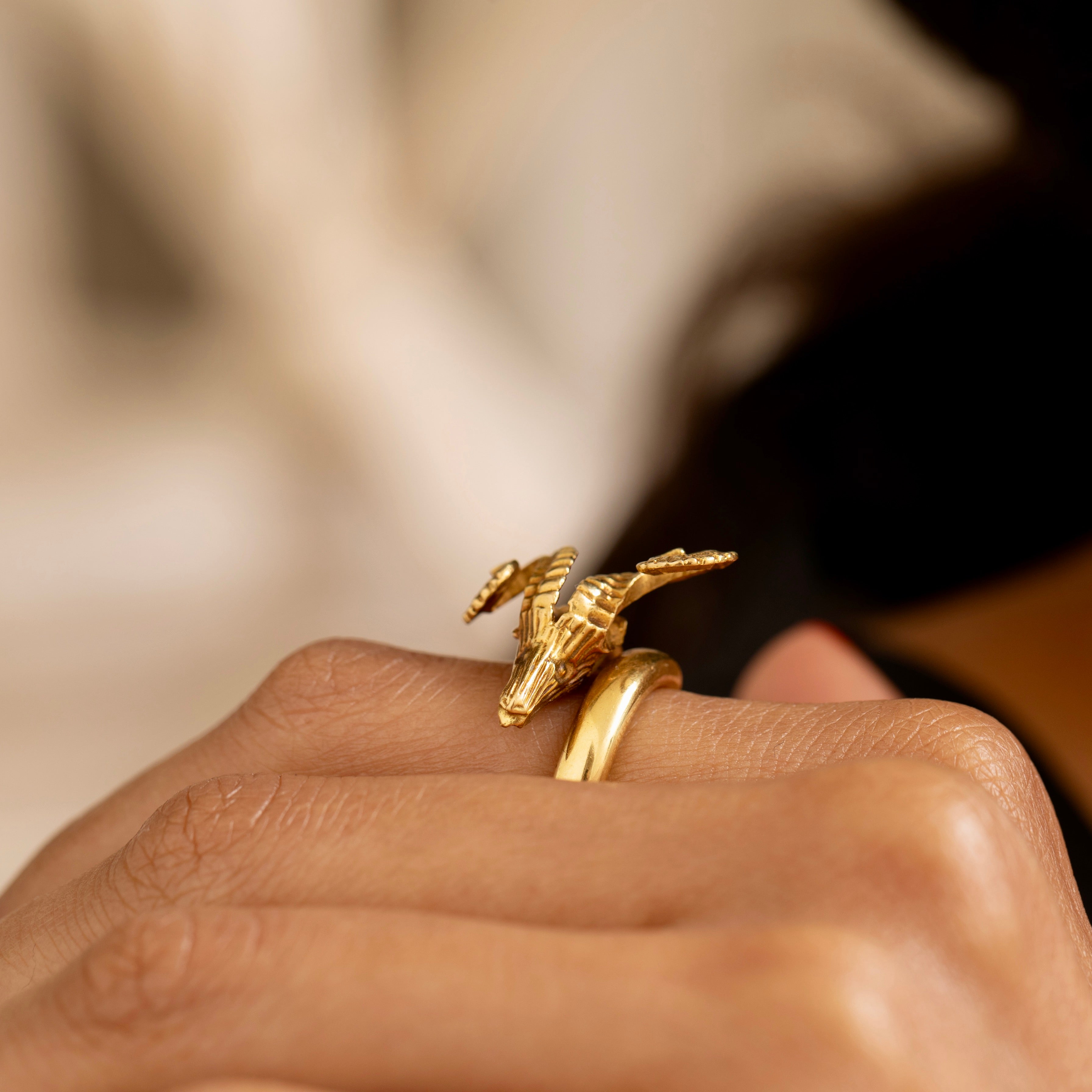 Greek 18K Gold Rams Head Gold Ring