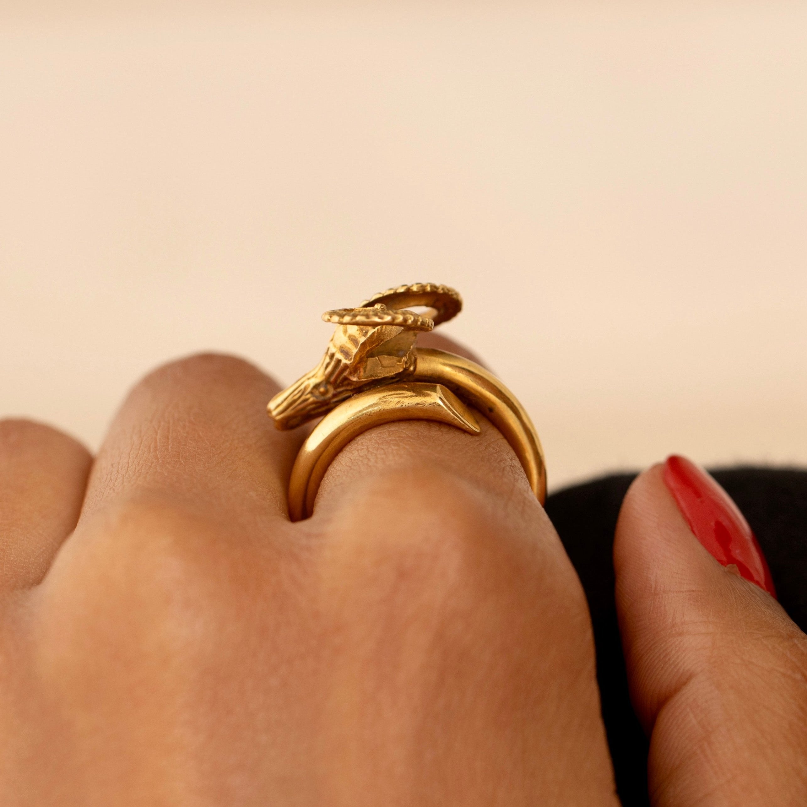 Greek 18K Gold Rams Head Gold Ring