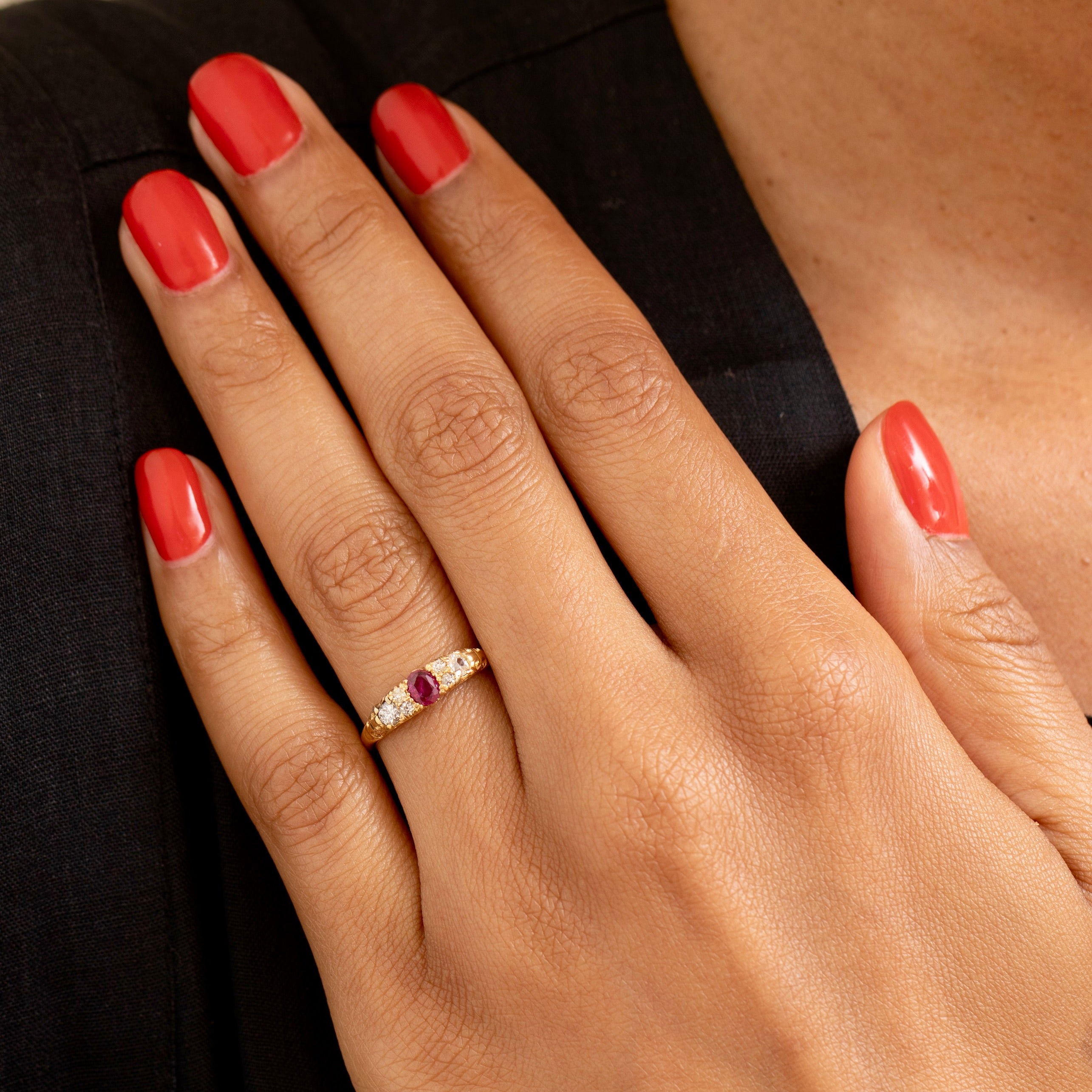 Victorian Ruby, Diamond, and 18K Gold Ring