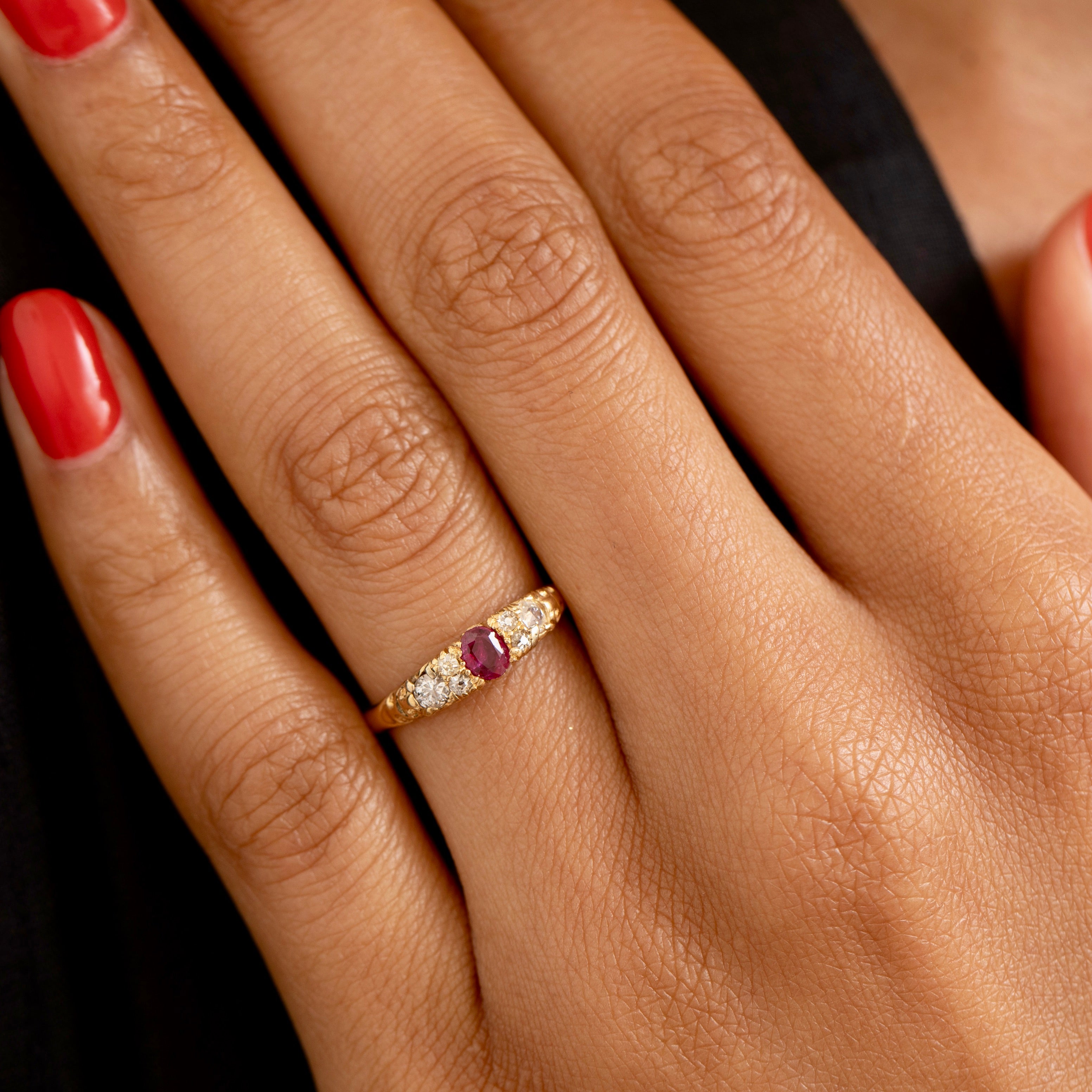 Victorian Ruby, Diamond, and 18K Gold Ring