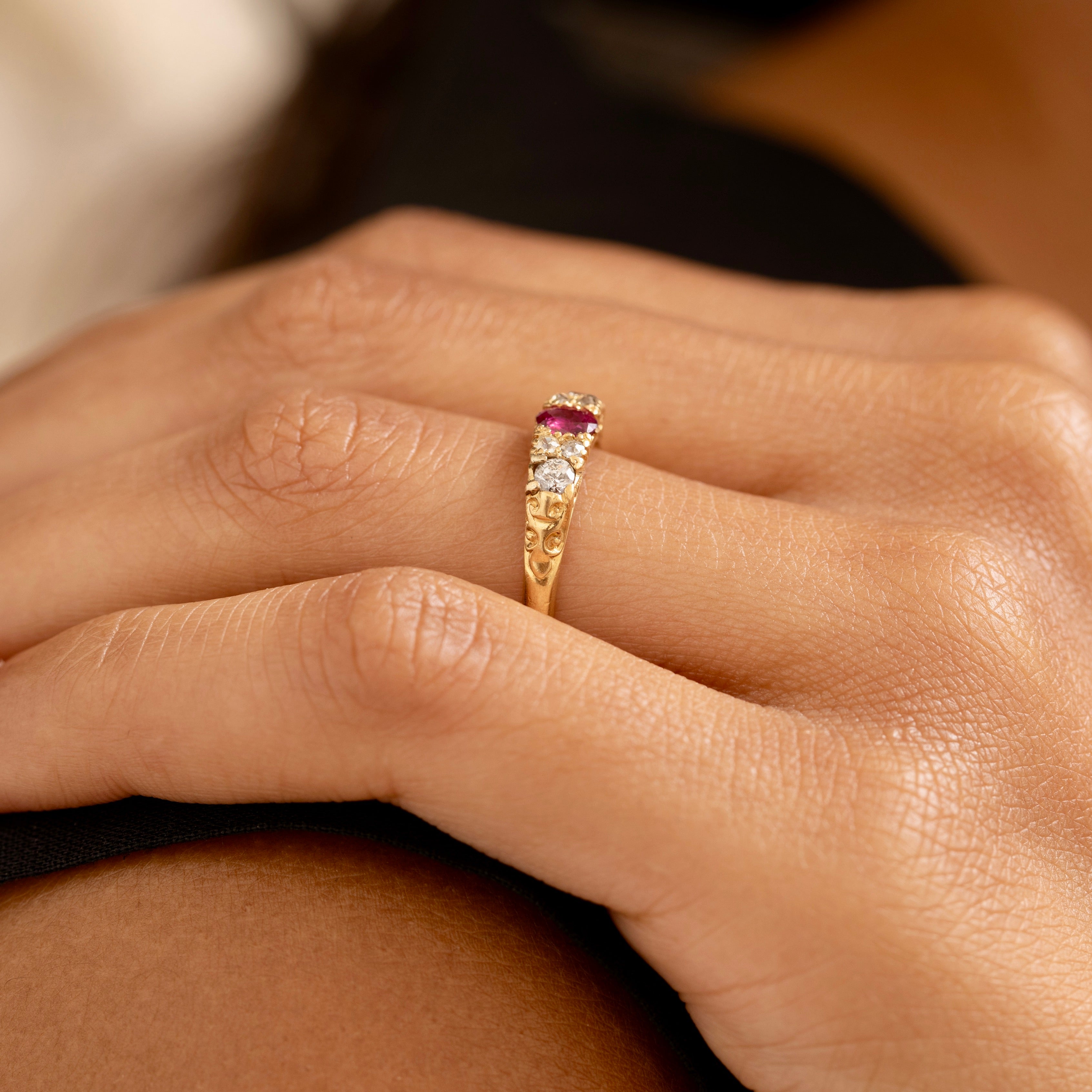 Victorian Ruby, Diamond, and 18K Gold Ring