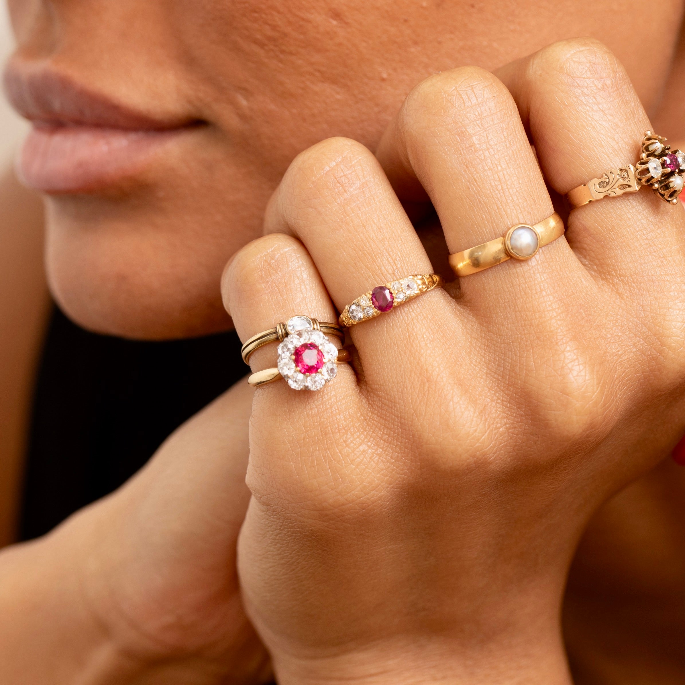 Victorian Ruby, Diamond, and 18K Gold Ring