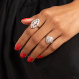 Edwardian Diamond and Platinum Navette Ring