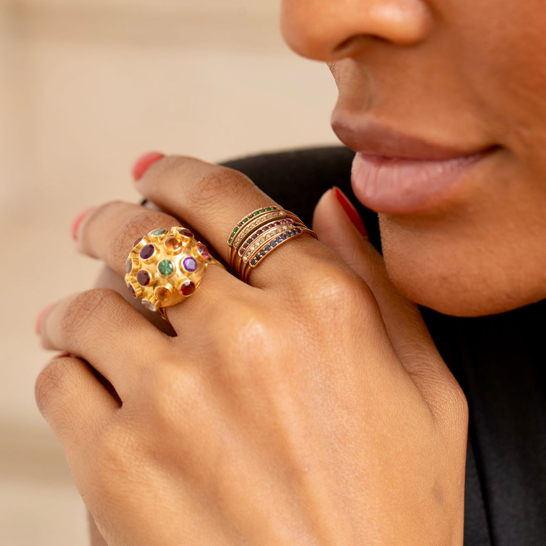 Sputnik Tourmaline and 18K Gold Ring