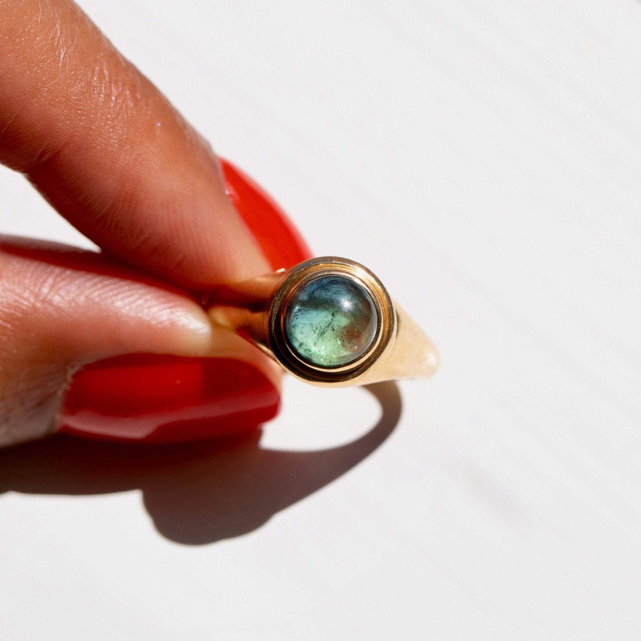 Bi-Color Tourmaline and 14K Gold Ring