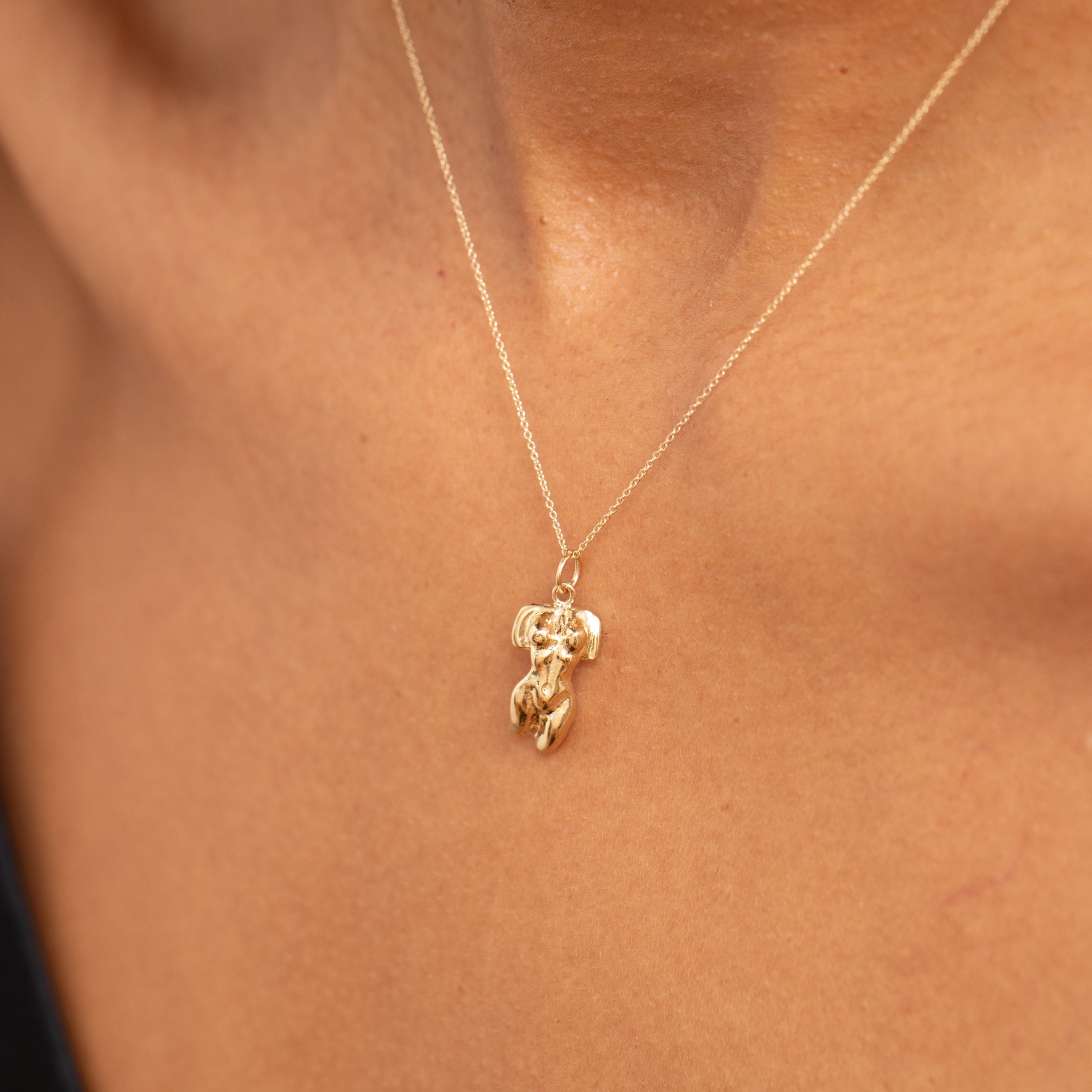 Nude Female Torso 14K Gold Charm