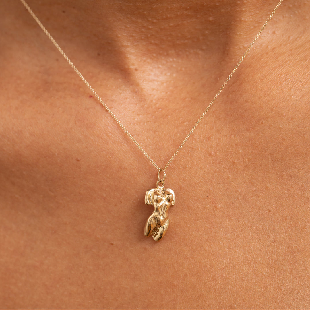 Nude Female Torso 14K Gold Charm