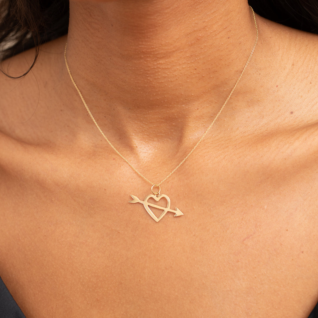 Open Heart And Arrow 14K Gold Charm