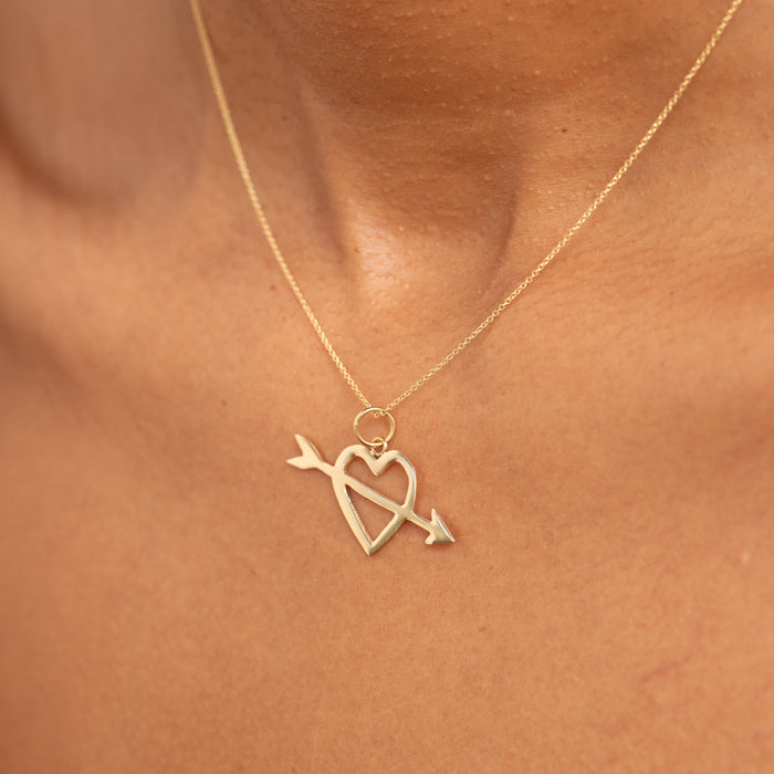 Open Heart And Arrow 14K Gold Charm