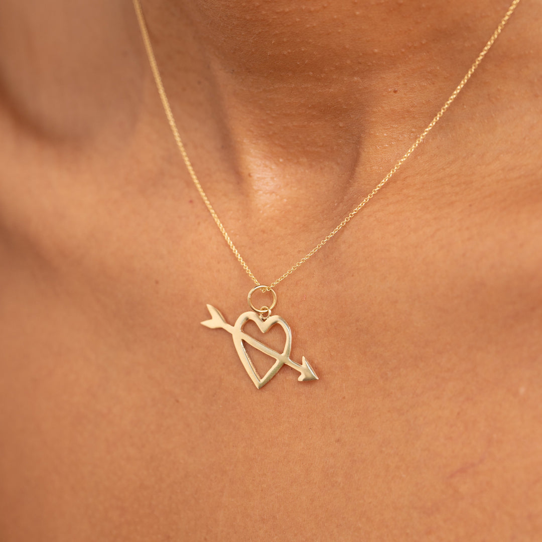 Open Heart And Arrow 14K Gold Charm