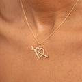 Open Heart And Arrow 14K Gold Charm