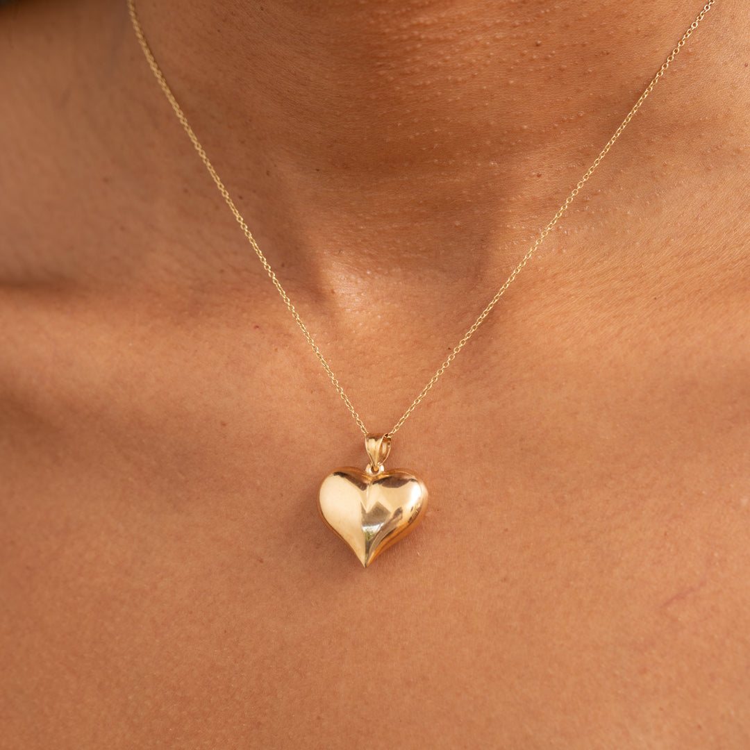 Large Puffy 14k Gold Heart Charm