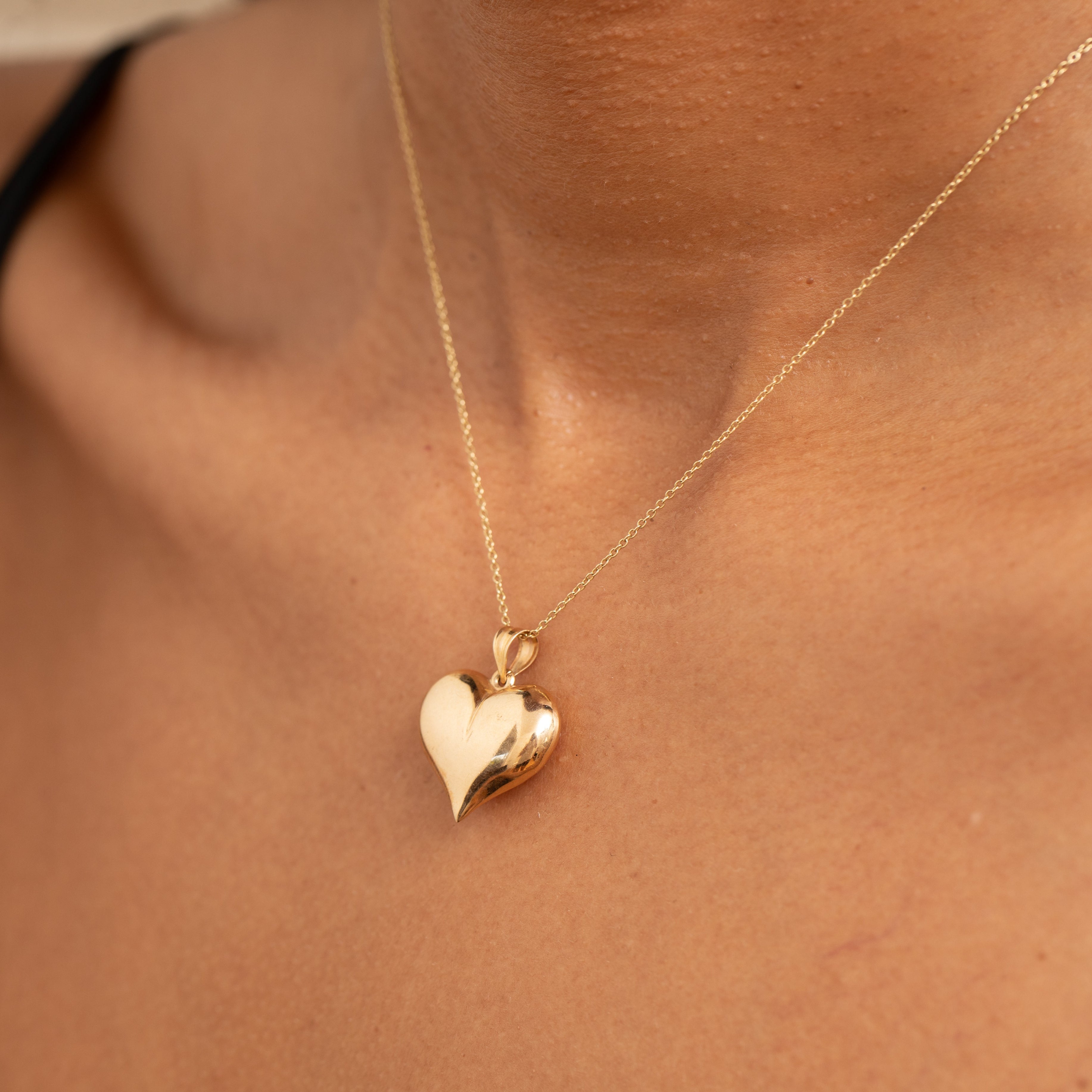 Large Puffy 14k Gold Heart Charm