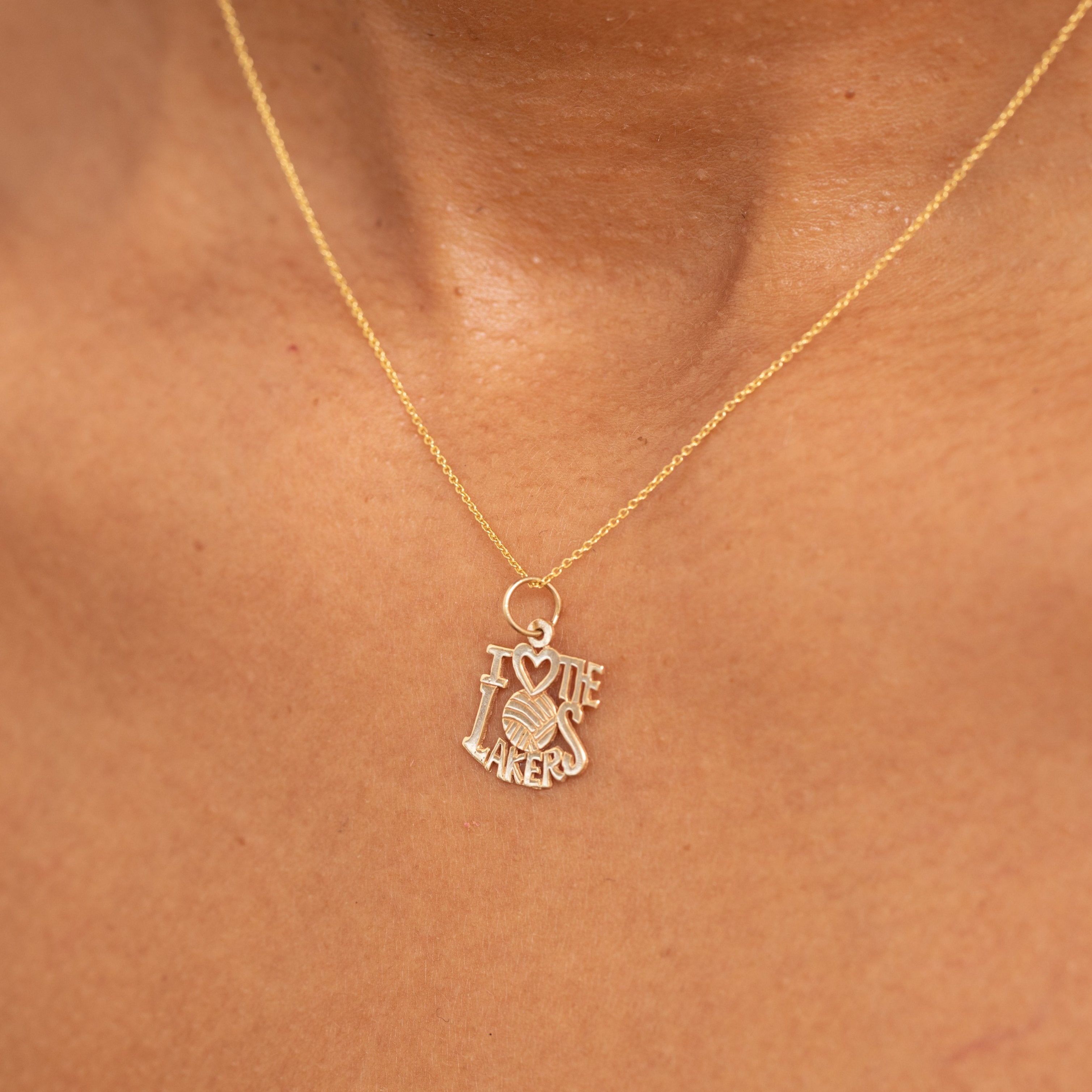 "I Love The Lakers" 14k Gold Charm