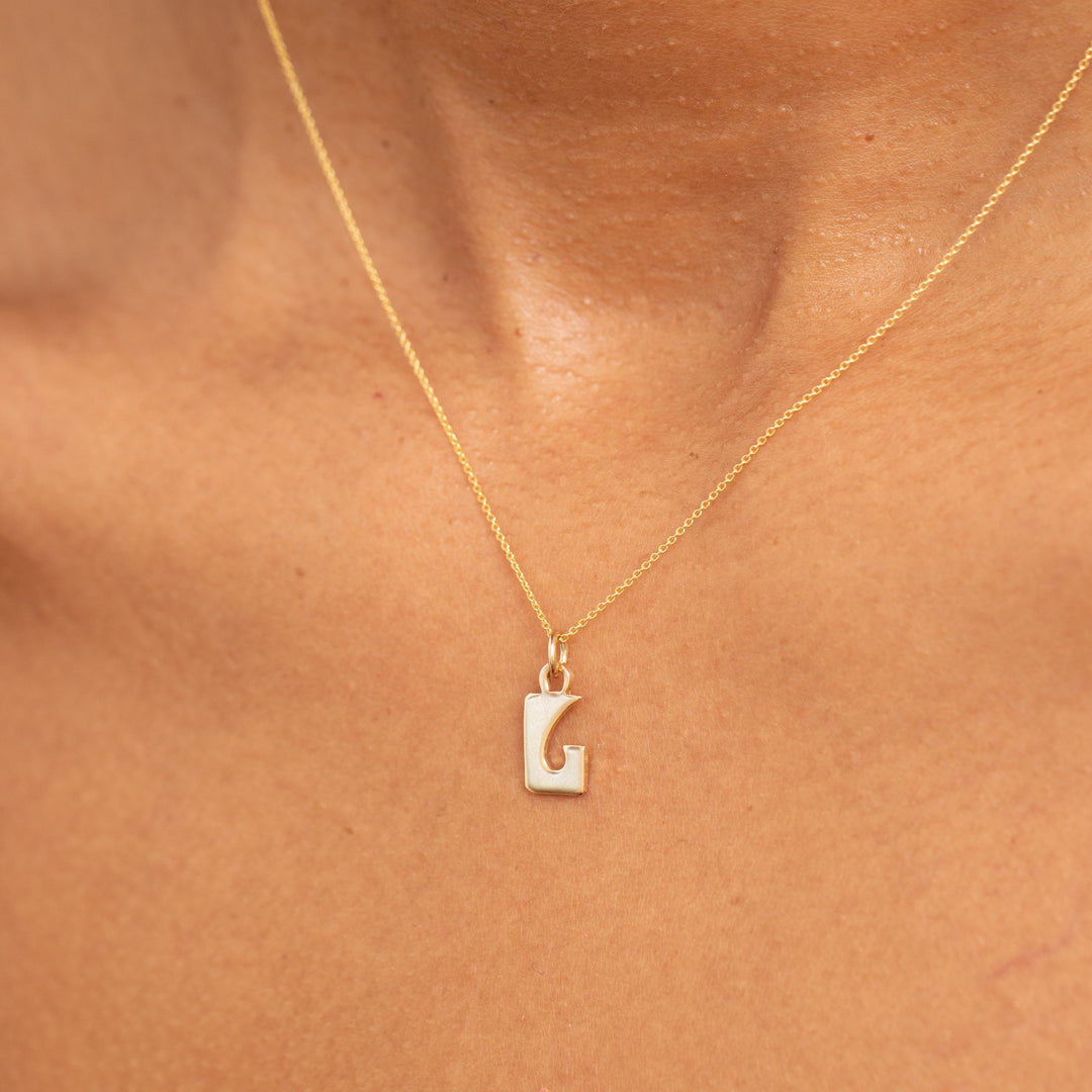 Modernist "L" 14K Gold Charm