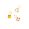 Trio of Glass Stone and 14K Gold Charms