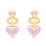 Diamond, Kunzite, and 18k Gold Heart Earrings
